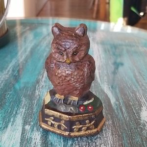 Vintage Boho Cast Iron Owl Door Stop